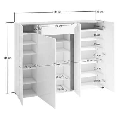 Nizek 4-vratni regal za čevlje ATRIUM Made in Italy